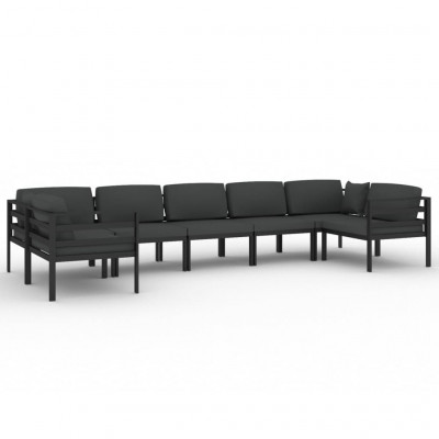 Salon de jardin meuble d'extérieur ensemble de mobilier 7 pièces avec coussins aluminium anthracite 02_0017064