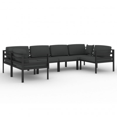 Salon de jardin meuble d'extérieur ensemble de mobilier 6 pièces avec coussins aluminium anthracite 02_0016631