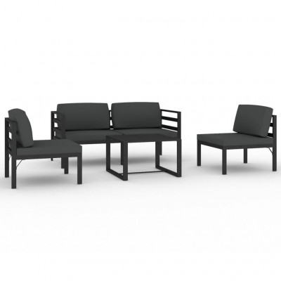 Salon de jardin meuble d'extérieur ensemble de mobilier 5 pièces avec coussins aluminium anthracite 02_0016299