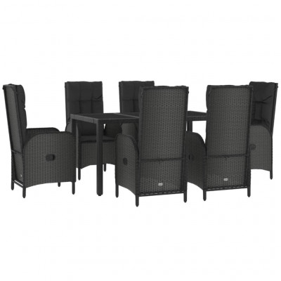 Mobilier à dîner de jardin et coussins 7 pièces noir et gris rotin 02_0014904
