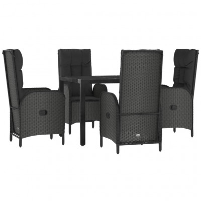 Mobilier à dîner de jardin et coussins 5 pièces noir résine tressée 02_0014870
