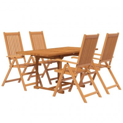 Ensemble de salle à manger de jardin meuble extérieur 5 pièces bois d'acacia massif 02_0013746