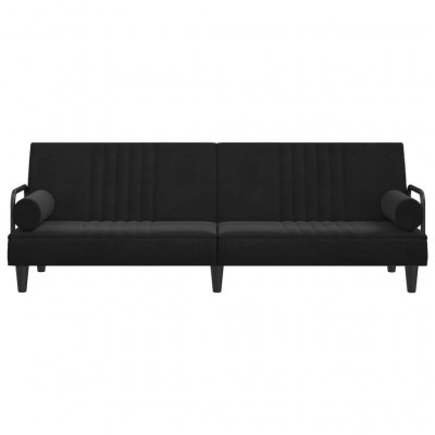 Canapé-lit avec accoudoirs 205 x 89 x 70 cm velours noir 02_0020415