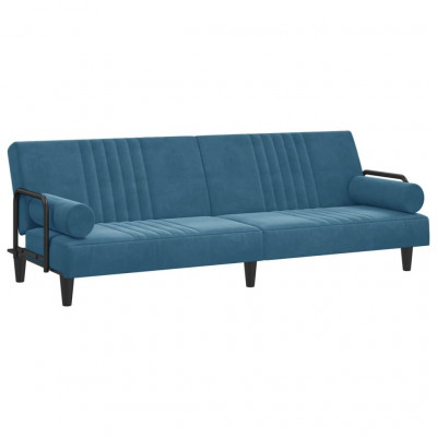 Canapé-lit avec accoudoirs 205 x 89 x 70 cm velours bleu 02_0020416