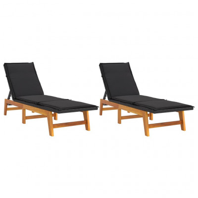 Chaises longues et coussins 2 pcs résine tressée/bois d'acacia 02_0011928