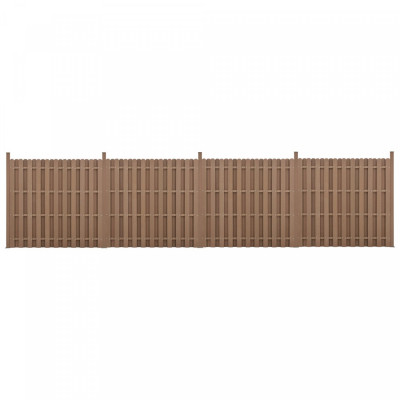 kit de 4 clôtures barrière brise vue brise vent bois composite (WPC) brun 185 x 747 cm 03_0006588