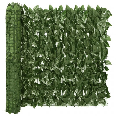 Écran de balcon brise pare vue protection confidentialité avec feuilles vert foncé 500 x 75 cm 02_0010010