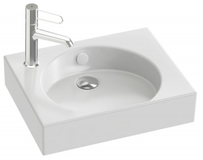 Lave-mains ODEON RIVE gauche, sans bonde, percé 1 trou à gauche finition blanc  L45 x P36 cm JACOB DELAFON