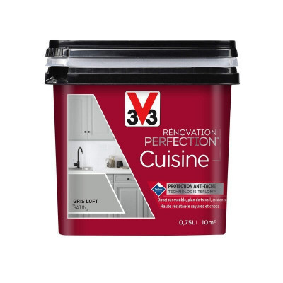 Peinture Renovation Cuisine satin gris loft 750 ml V33