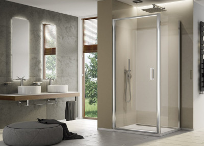 Porte pivotante + paroi fixe Top-Line poli brillant 07 1200 x 1900 mm SANSWISS