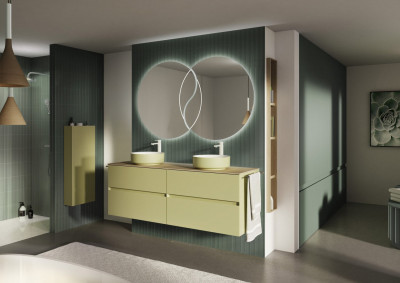 Vasque perle blanc polaire laqué extérieur sauge mat 125 x 380 x 380 x 380 mm DECOTEC