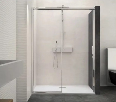 Paroi de douche Macao sans seuil blanc transparent droit 155 - 172 cm KINEDO DOUCHE