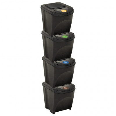 Poubelles empilables 4 pièces anthracite 100 litres 02_0006048