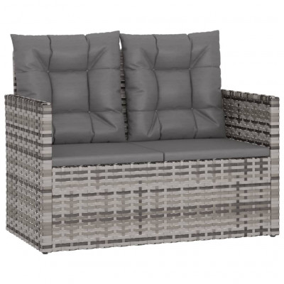 Banc de jardin meuble de patio d'extérieur terrasse avec coussins gris 105 x 56 x 75 cm résine tressée 02_0011631