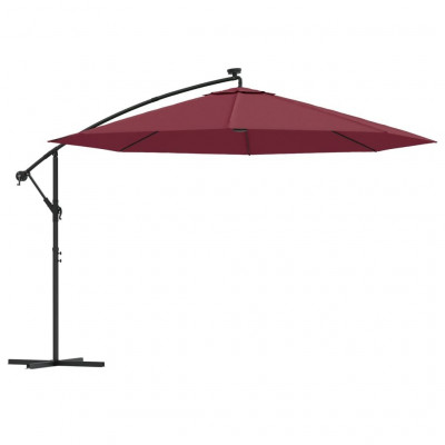 Parasol déporté avec lumières led rouge bordeaux 350 cm 02_0008458