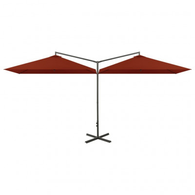 Parasol double avec mât en acier terre cuite 600 x 300 cm 02_0008436