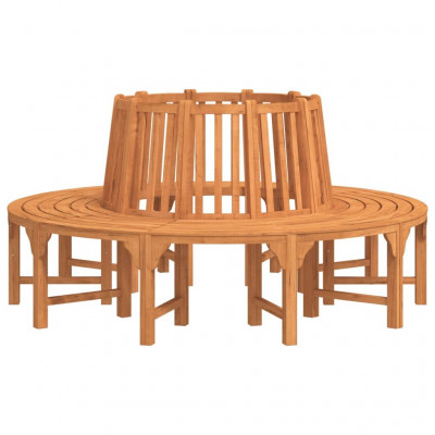 Banc de jardin meuble de patio d'extérieur terrasse de tour d'arbre rond diamètre 208 cm bois massif eucalyptus 02_0011815