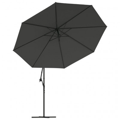 Parasol meuble de jardin en porte-à-feux et poteau métallique 350 cm anthracite 02_0008653