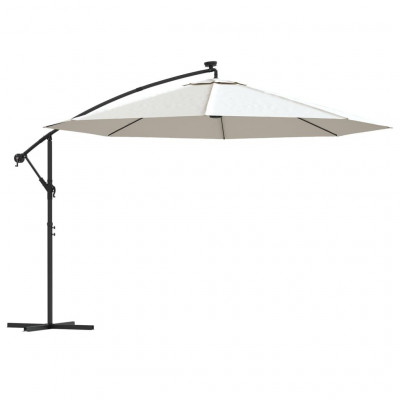 Parasol meuble de jardin en porte-à-feu x et poteau métallique 350 cm sable 02_0008654