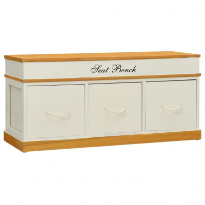 Banc banquette d'entrée de rangement à chaussures 100 x 35 x 45 cm bois de paulownia massif 02_0021253