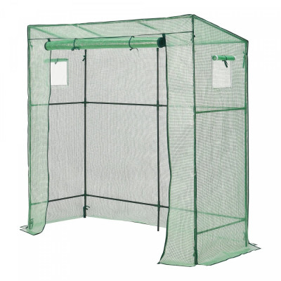 Serre de tomates en acier et polyéthylène à porte et 2 fenêtres zippées 198 x 78 x 180 - 200 cm vert 03_0008261