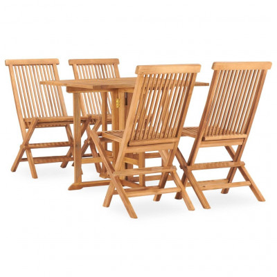 Mobilier à dîner d'extérieur pliable 5 pièces bois solide de teck 02_0014714