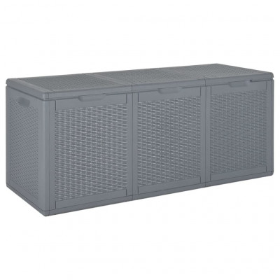 Coffre boîte meuble de jardin rangement gris PP rotin 270 litres 02_0013091