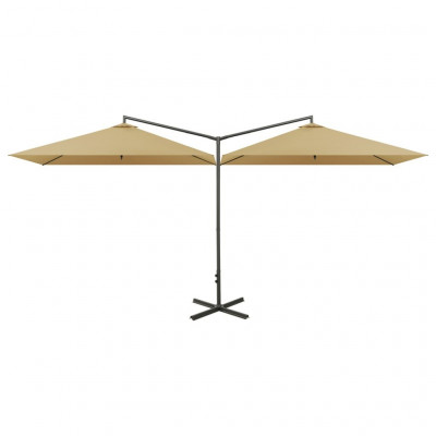 Parasol double avec mât en acier taupe 600 x 300 cm 02_0008434