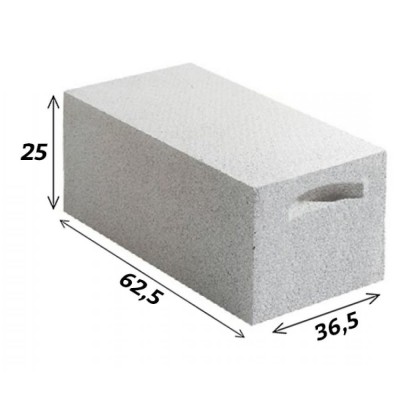 Bloc béton cellulaire chaînage vertical dimensions 36.5x25x62.5cm YTONG