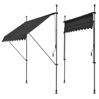 Store banne téléscopique acier polyester 150 x 120 x 200-300 cm noir 03_0008316