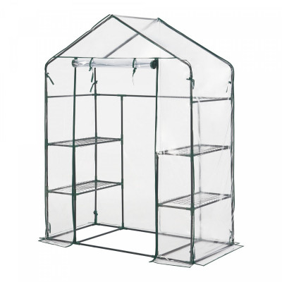 Serre de jardin en acier et PVC avec étagères intégrées 140 x 73 x 195 cm 03_0008250