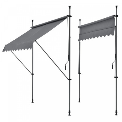 Store banne téléscopique acier polyester 200 x 120 x 200-300 cm gris ardoise 03_0008321