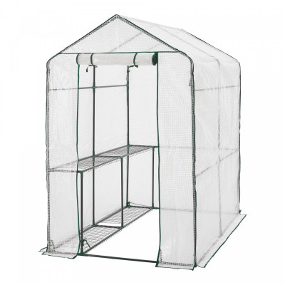 Serre de jardin en acier et polyéthylène avec étagères intégrées 120 x 186 x 190 cm 03_0008255