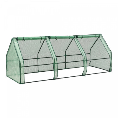 Châssis de jardin à 3 fenêtres en acier et polyéthylène 240 x 90 x 90 cm vert 03_0008265