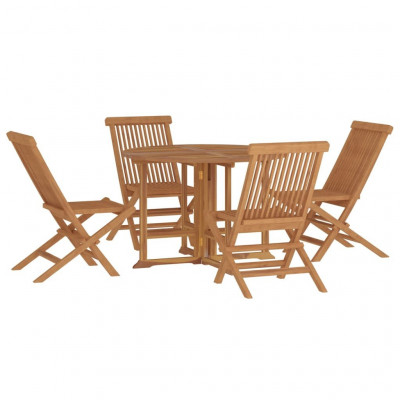 Mobilier à dîner d'extérieur pliable 5 pièces bois solide de teck 02_0014715