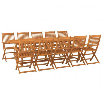 Mobilier à dîner de jardin 11 pièces bois d'acacia massif 02_0014737