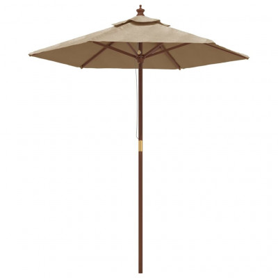 Parasol de jardin avec mât en bois 196 x 231 cm taupe 02_0008357