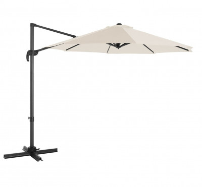 Parasol décentré de jardin ombrelle de terrasse rotatif à 360° diamètre 3 m protection salaire upf 50+ inclinaison réglable avec manivelle d’ouverture socle beige 12_0001781