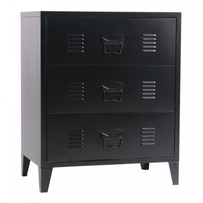 Commode stylée meuble de rangement pratique métallique acier 72 x 60 x 40 cm noir 03_0006837