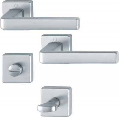 Garniture sur rosace pour porte intérieure Dublin serrure à condamnation aluminium chromé satiné HOPPE
