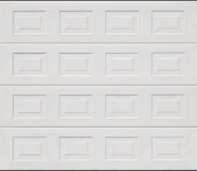 Porte de garage sectionnelle prémontée Europro sablée rainures L avec serrure et garniture RAL 9016 blanc 2375 x 2125 mm TUBAUTO