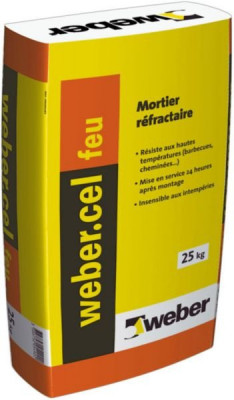 Mortier réfractaire Webercel feu sac de 25 Kg WEBER