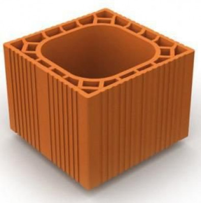 Boisseau alvéolé pour foyer ouvert terre cuite int. 20 x 20 cm ext. 30 x 30 x 33 cm Ru = 0,09 m².K/W BIO'BRIC