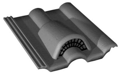 Tuile chatière grillagée Double Romane béton minéral noir 420 x 330 mm MONIER