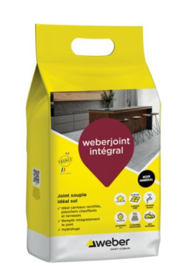 Mortier pour sol et carreaux rectifiés Weberjoint intégral noir minéral E12 sac de 5 Kg WEBER