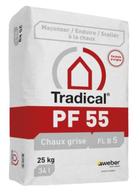 Chaux aérienne grise Tradical PF 55 sac 25 Kg WEBER
