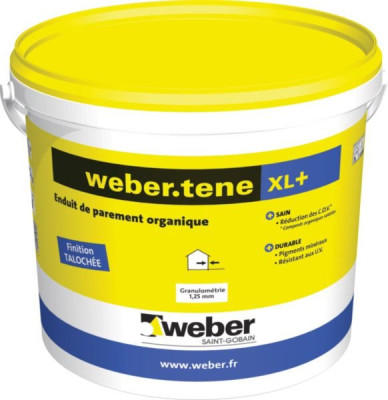 Enduit de parement organique pour façade neuve aspect taloché weber.tene XL+ pierre de Dordogne 696 seau de 25 kg WEBER