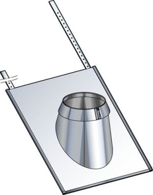Solin avec collerette Inox-Inox + kit d'étanchéité toiture tuiles pente 15/30° diamètre 180/230 mm POUJOULAT