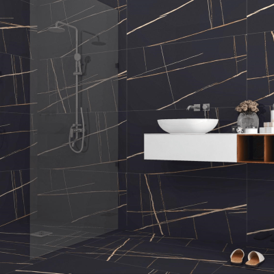 Carrelage mural brillant noir l.120 x L.60 cm Black Florence