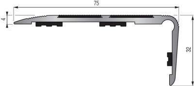 Nez de marche 6T 75x32mm adhésif butyle L 3m - DINAC - 663110